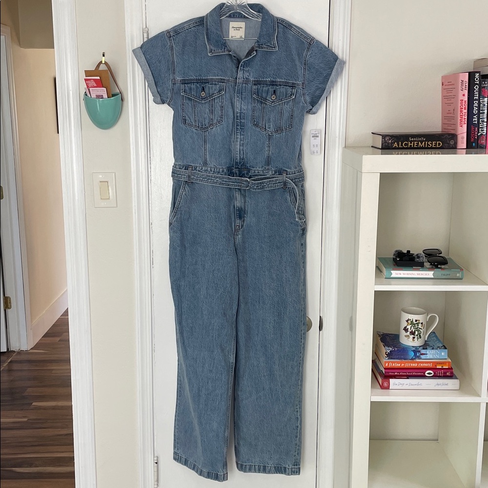 Abercrombie & Fitch Denim Jumpsuit with Belt